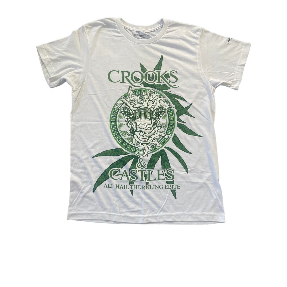 Crooks & Castles Medusa Kush Tee Mens Medium 2Q04704 Green Death Row Records NWT